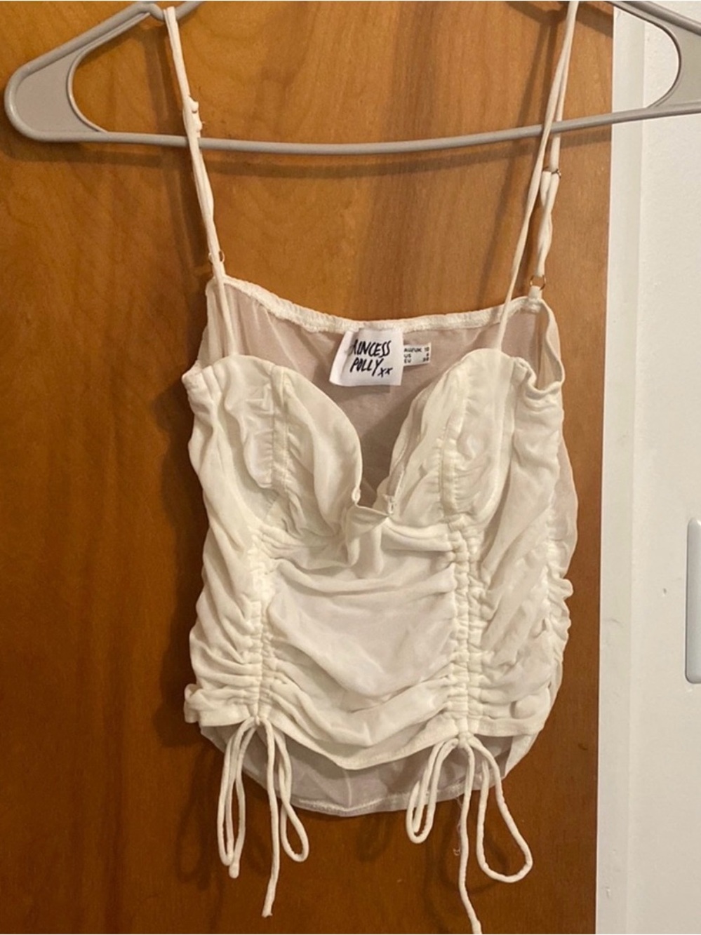 Princess Polly White Ruched Satin Crop Top